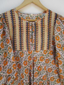 Indian Fusion Ikat Nonwoven Transpirable Vintage Hasta la rodilla Ropa de playa Botón de bolsillo Vestido de verano - Product Image 5