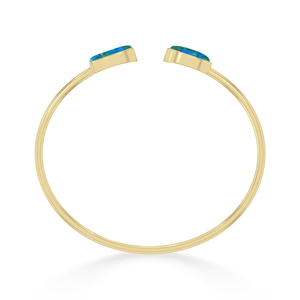 Bracelet torsadé ajustable tendance en or 18 carats de qualité supérieure, opale péruvienne ovale, cabochon de luxe, cadeau unisexe - Product Image 4