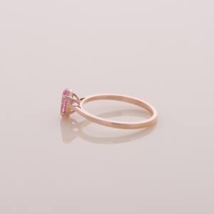 Bague solitaire en or rose, jaune et blanc 18 carats avec diamant rose ovale de 0,77 ct cultivé en laboratoire, bijoux de fiançailles - Product Image 3