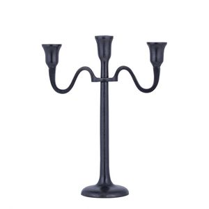 Candelabro de metal de hierro forjado negro para decoración interior minimalista del hogar o arreglo de ambiente romántico con velas de noche - Product Image 3