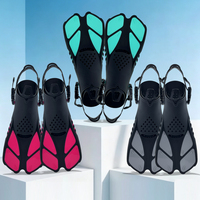 Palmes de plongée en apnée pour adultes, en silicone, réglables, à talon ouvert, à lame courte, submersibles, pour la plongée sous-marine et la natation