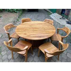 Vente en gros Ensemble de salle à manger minimaliste en bois de teck Table ronde et meubles de cuisine à six places pour la salle à manger - Product Image 1