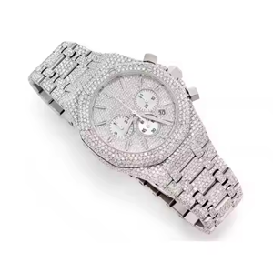 Moissanite Diamond Watch Montre au design antique glacé pour lui, elle est prête à être mise en stock chez Indian - Product Image 3