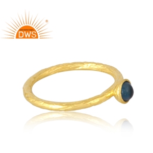 Última venta plata esterlina 925 18K chapado en oro Natural Londres azul Topacio piedra preciosa anillo Demi joyería fina fabricante - Product Image 4