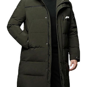 Veste longue d'hiver matelassée à capuche pour homme, avec logo personnalisé imprimé, col montant, design élégant et tendance, prix bas - Product Image 4