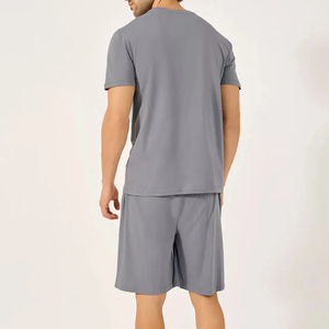 Ensemble t-shirt à manches courtes et short personnalisé 100% coton, vêtements décontractés respirants, design de poche avant personnalisé pour ensembles de shorts pour hommes - Product Image 2