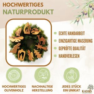 Ornements de Noël en bois d'olivier, lot de 10, faits à la main à Bethléem - Product Image 2