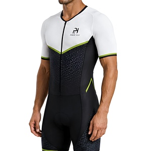 Combinaison de cyclisme à prix de gros, blanche et noire, à fermeture éclair intégrale, manches courtes, aérodynamique, compression, uniforme de cyclisme, tenue de triathlon - Product Image 2