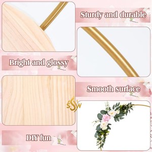 Arche à gâteau de couleur or forme ronde avec plaque en bois autre support de coupe de gâteau décoratif de mariage pour fleur de dîner romantique - Product Image 2