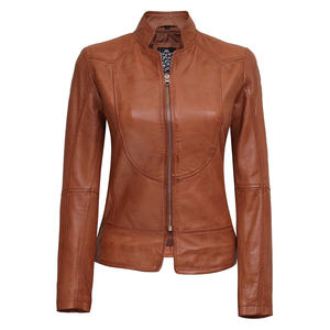 TESSUTO-Chaqueta de moto acolchada de cuero genuino para mujer, Estilo Vintage, ecológica e impermeable - Product Image 1