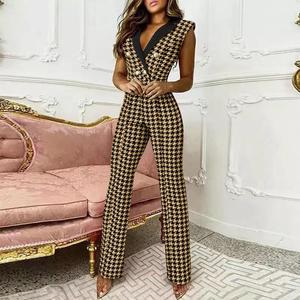 Women's 2025 Slim Sleeveless Jumpsuit V-Neck Formal Lady Clothes Yoga Jumpsuit with <b>Spaghetti</b> Strap Skinny Fit - Product Image 3