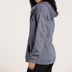 Ropa de calle con logotipo personalizado para mujer, sudaderas con capucha de algodón de gran tamaño y cremallera, sudadera regular en blanco de alta calidad para mujer - Product Image 2