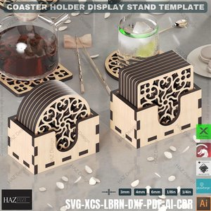 Acacia Wood Drink <b>Coaster</b> Set with Holder Premium Round Wooden Stone <b>Coasters</b> for Dining <b>Tables</b>, Kitchen & Living Room - Product Image 5