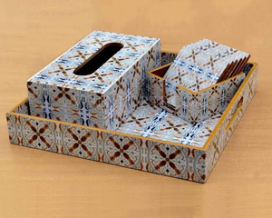 Boîte à mouchoirs en bois artisanal de luxe Meena Art |   Distributeur de serviettes décoratif élégant pour table et bureau - Product Image 5