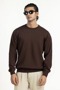 Pull en maille côtelée à col rond pour homme, couleur unie, ample, 100% coton, personnalisable, fabrication européenne et américaine, 2025 - Product Image 3