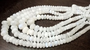 ลูกปัดพลอยมูนสโตนสีรุ้งธรรมชาติสีขาวขนาด6-12มม. เครื่องประดับคริสตัลสีฟ้าเรียบเส้นยาว8นิ้ว - Product Image 2