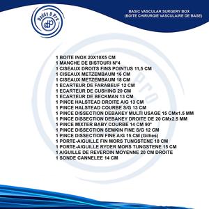 ชุดเครื่องมือผ่าตัดหลอดเลือดพื้นฐานสแตนเลส ISO13485 Boite chirurgie vasculaire de BASE A + Grade by Daddy Pro CE - Product Image 2