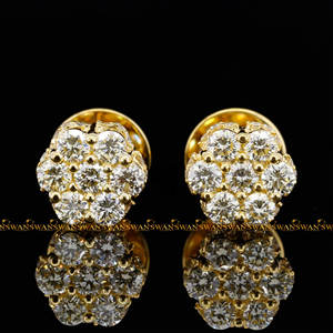 Pendientes de tuerca mejorados a la moda elaborados con diamantes cultivados en laboratorio de claridad VVS de corte brillante redondo de Plata de Ley 925 - Product Image 1