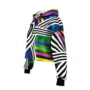 Sudaderas con capucha de mujer de fabricantes personalizados más vendidos con logotipo frontal Sudadera con capucha con cordón Tops cortos de moda para mujer - Product Image 1