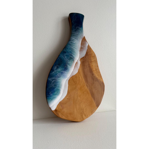 Tabla de Cortar Redonda de Resina Oceánica y Madera de Acacia Hecha a Mano con Asa, Bandeja para Servir, Tabla de Quesos, Utensilios de Cocina, Regalo al Mejor Precio - Product Image 6