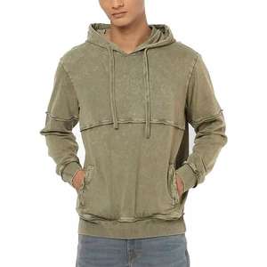 Sweat à capuche pour hommes lavage à l'acide 500 GSM Heavyweight Vintage lavage à l'acide Sun Faded Distressed Patch Applique Broderie Zip up Rhinestone - Product Image 1