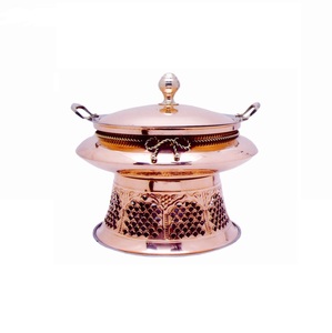 จานอุ่นอาหารทำจากทองแดงที่อุ่นอาหารสำหรับงานเลี้ยงอาหารแบบโบราณสีดำ - Product Image 5