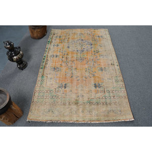 พรมปูพื้น6.2ft ขนสัตว์สีเบจสีส้ม3.9ชิ้นแบบคลาสสิกพรมปูพื้นห้องโถงทำจากยางแนววินเทจสไตล์ตุรกี - Product Image 1