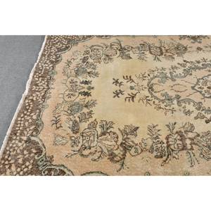 Clásico Beige marrón 6x9 pies lana Vintage alfombra turca tejido plano patrón de retazos para decoración para sala de estar respaldo de látex - Product Image 4
