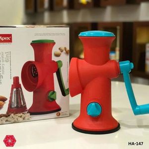Râpe rotative 6 en 1, plastique, acier inoxydable, rouge, pliable, passe au lave-vaisselle, outil de cuisine pour légumes et fruits secs, fabriqué en Inde - Product Image 2