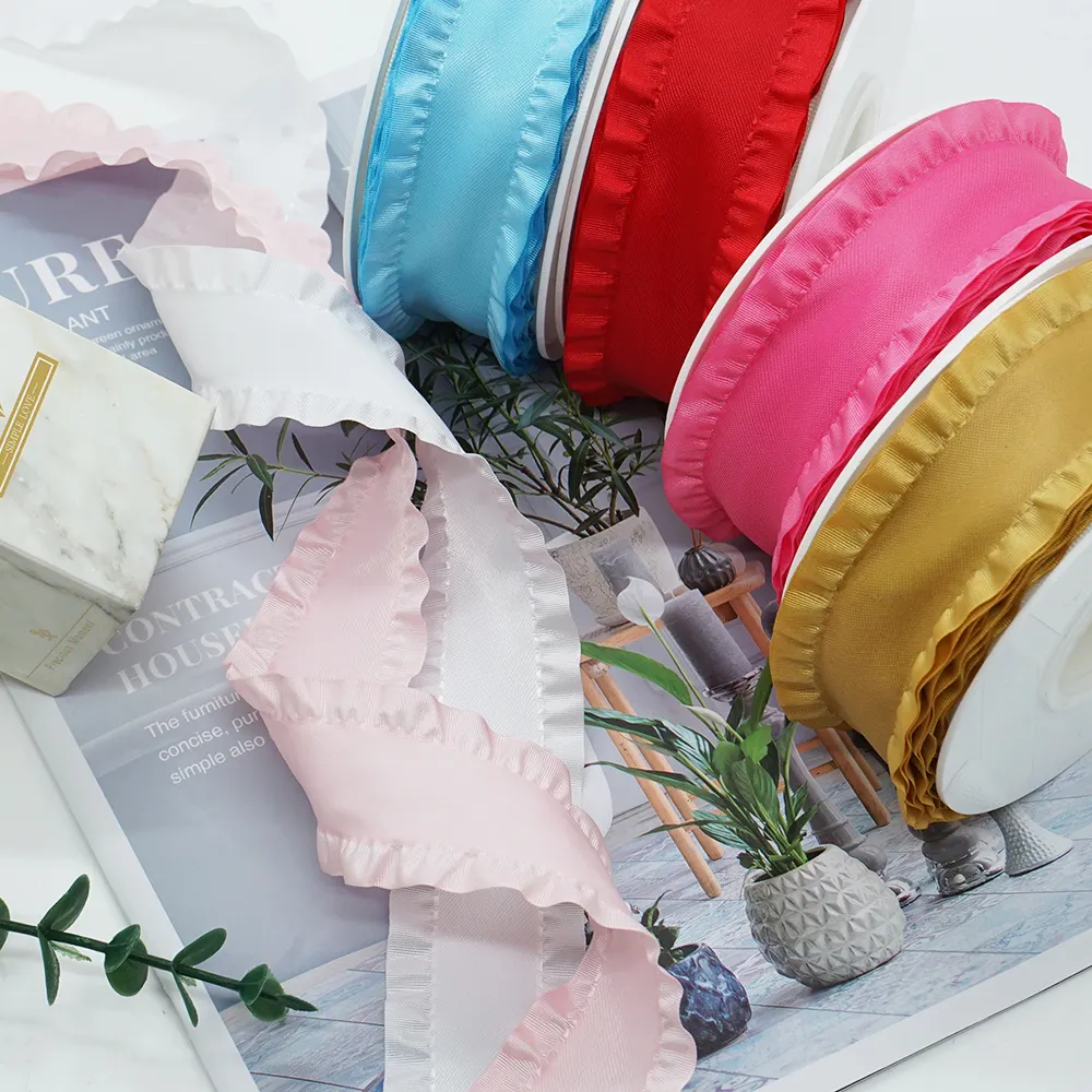 Rüschen Plissee Bänder Großhandel einfarbig Craft Ribbon für Bow Diy oder Geschenk Blumen verpackung