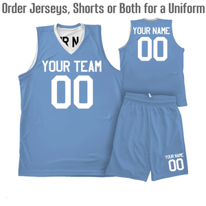 Uniforme de basket-ball personnalisé réversible rouge blanc et bleu maillot et short de sublimation léger de haute qualité - Product Image 4