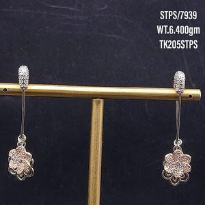 Boucles d'oreilles suspendues en argent sterling 925 plaqué or rose pour femmes, boucles d'oreilles modernes en argent cz, ensemble de broches de sécurité, boucles d'oreilles de créateur - Product Image 6