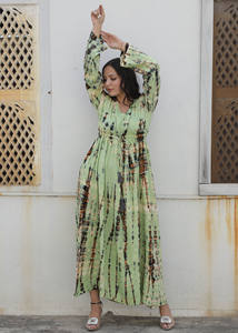 ชุดเดรสยาวผ้าเรยอนสำหรับผู้หญิง, ชุดเดรสชายหาดมัดย้อมผ้าเรยอนใส่เที่ยวทะเลแขนยาว - Product Image 6