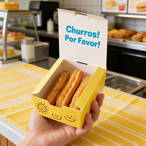Mini Contenedor de Papel Biodegradable para <span class=keywords><strong>Churros</strong></span>, Caja para Llevar, 100% de Grado Alimenticio - Product Image 1