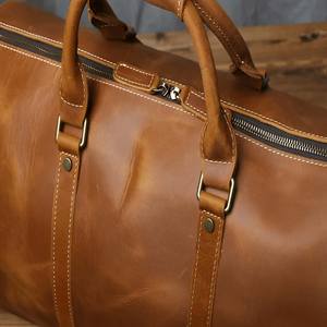 Sac polochon pour homme avec logo personnalisé d'usine sac de voyage en cuir Crazy Horse sac de voyage en cuir pour homme week-end sac de voyage en cuir pour homme - Product Image 3