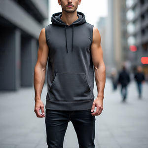 Sweat à capuche d'entraînement sans manches pour hommes léger à séchage rapide Summer Fitness Wear Singlet Hood Top Men - Product Image 2