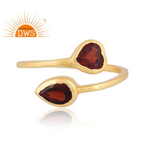 แหวนพลอยโกเมนธรรมชาติชุบทอง18K สีเงิน925ขายดีสำหรับผู้หญิงเครื่องประดับออกแบบได้ตามต้องการสำหรับเป็นของขวัญสำหรับผู้หญิง - Product Image 3