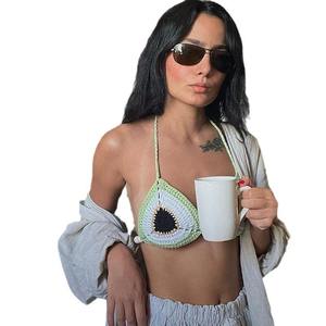 Bikini de Dos Piezas de Alta Calidad para Mujer, Tejido a Crochet, sin Tirantes, con Braguita de Cintura Alta y Top Triangular Sexy, Personalizable - Product Image 5