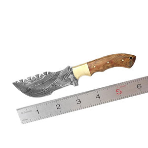 Couteau de chasse en acier Damas artisanal, lame pleine, couteau de camping de plein air, avec manche en bois - Product Image 1