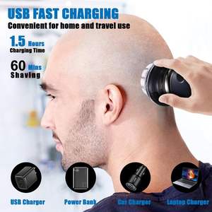 Afeitadora Eléctrica Rotativa USB para Hombres, Rasuradora para Cabeza Calva con Función Lavable, Uso Facial, Repuesto para Afeitado Eléctrico - Product Image 4