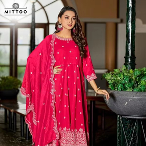 Venta al por mayor en línea Formal Rayon Print Chanderi Kurti con intrincado trabajo Mercado Estilo favorito - Product Image 1