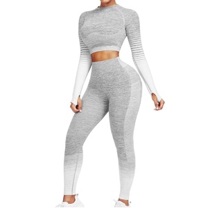 Ensemble de yoga Ensemble d'entraînement 2 pièces pour femme Pantalon taille haute et soutien-gorge de sport avec veste imprimée assortie Entraînements de yoga et de course - Product Image 1