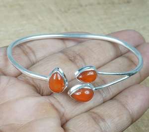 925 argent Sterling naturel excellente qualité rouge cornaline pierre précieuse à la main concepteur réglable bracelet pour les femmes personnaliser - Product Image 3