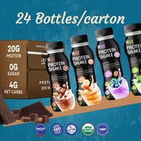 Shake protéiné Caramel 350 ml (11,8 fl oz) – 24 bouteilles en PET – 20 g de protéines – Sans sucre ajouté – Sans lactose – Marque privée