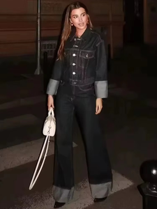 Ensemble de tricot pour femmes, veste courte à col châle décontractée à manches longues, boutons, style vintage, pantalon large, ample, genou, uni, brodé - Product Image 4