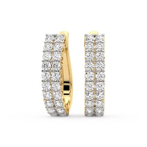 Pendientes de Aro con Doble Fila de Diamantes Cultivados en Laboratorio, 1 Ct Tw, Color F-G, Claridad VS, 40 Diamantes, Oro Sólido de 14K, Diseño Brillante - Product Image 2