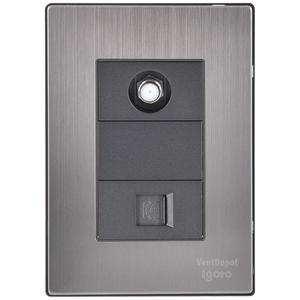 Placa de pared con toma de teléfono, MXIML-001, 1 pieza, toma de teléfono/coaxial, RJ11 CAT3, plateado/oxford, acero inoxidable/PC. - Product Image 1