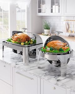 Plato de frotamiento de acero inoxidable de grado alimenticio con tapa duradera y asas fuertes para uso de Buffet en bodas y hoteles - Product Image 4