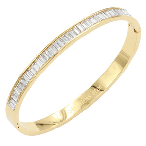 Braccialetti alla moda in acciaio inossidabile placcato oro con braccialetti eleganti color oro CZ - Product Image 2