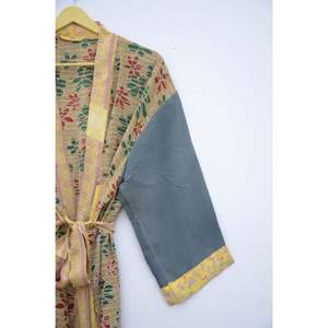 India hecho a mano de peso ligero Floral Crap seda túnica vestido Boho Hippie ropa de playa para el verano ropa de dormir para el otoño - Product Image 2